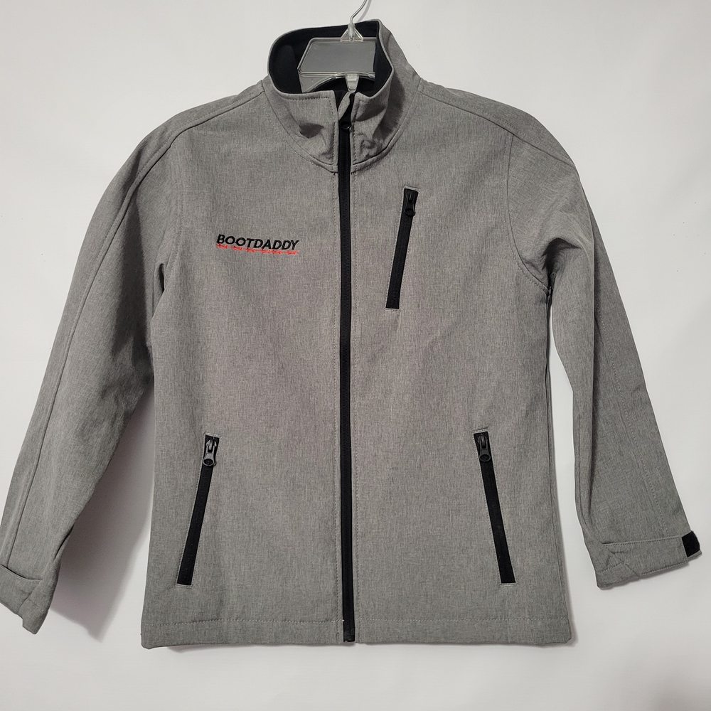 BootDaddy Youth Gray Jacket Black Zip Accents Size 8/10